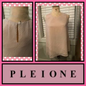 Anthropologie Pleione Brand Pale Pink Patterned Sleeveless Top w/ Back Keyhole